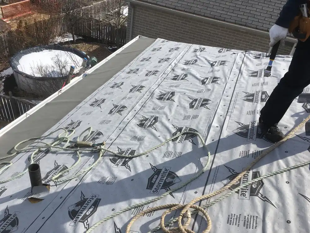 New roof shingles installed on a residential home