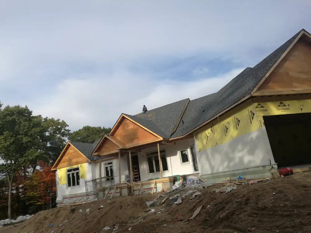 Completed roof re-shingling job