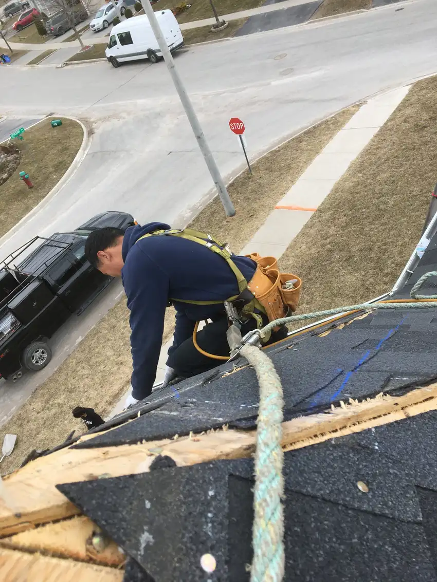 Roof replacement in progress